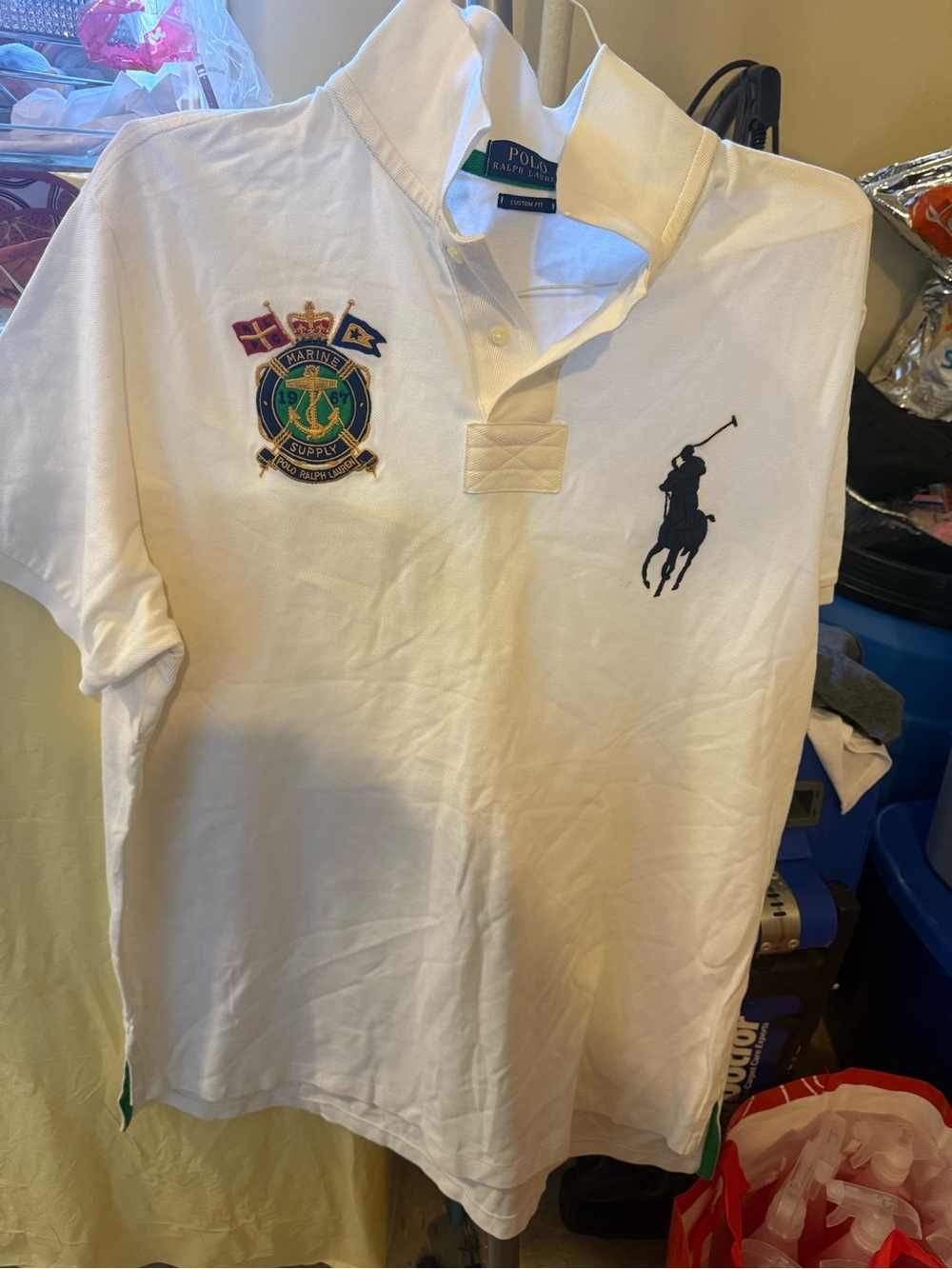 Polo by Ralph Lauren White Crest Polo with Navy Pony